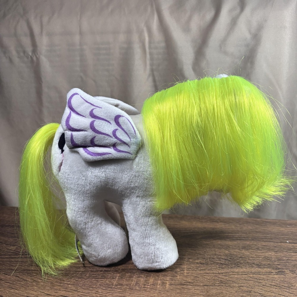 Vtg My Little Pony Pegasus Plush Stuffed Horse Toy Small White Neon Mane Wings